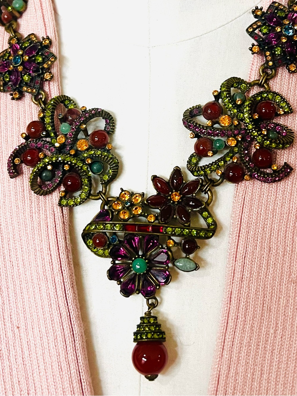 Heidi Daus carnelian& genuine stones very vintage necklace in original box - Picture 1 of 17